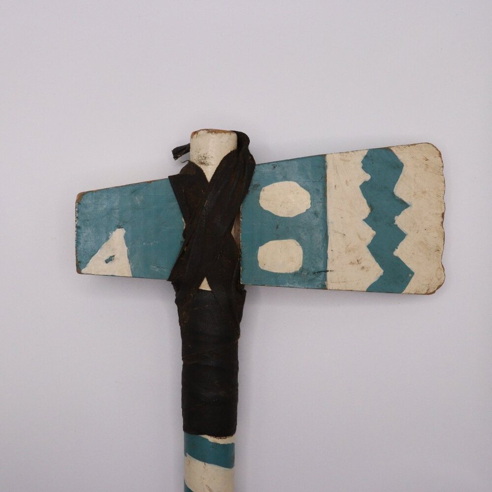 Handmade Wooden Mallet Blue & White Folk Art Decorative Rustic Hammer